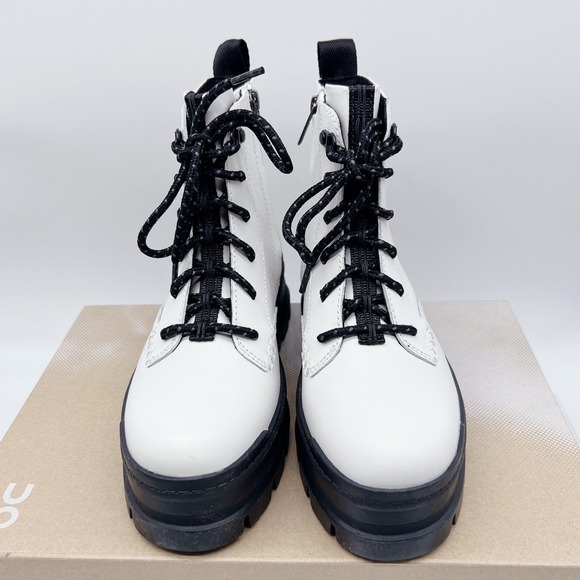 Ugg Sidnee Waterproof Platform Lace Up Combat Boots Shearling White Leather US 6 - Picture 6 of 14